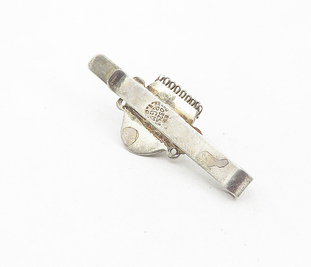BGM MEXICO 925 Silver  Vintage Face Mask Tie Clip & Cuff Links Set  TR1384