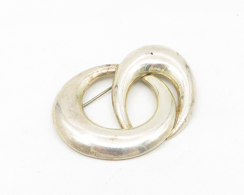MEXICO 925 Sterling Silver  Vintage Smooth Shiny Swirl Brooch Pin  BP4279