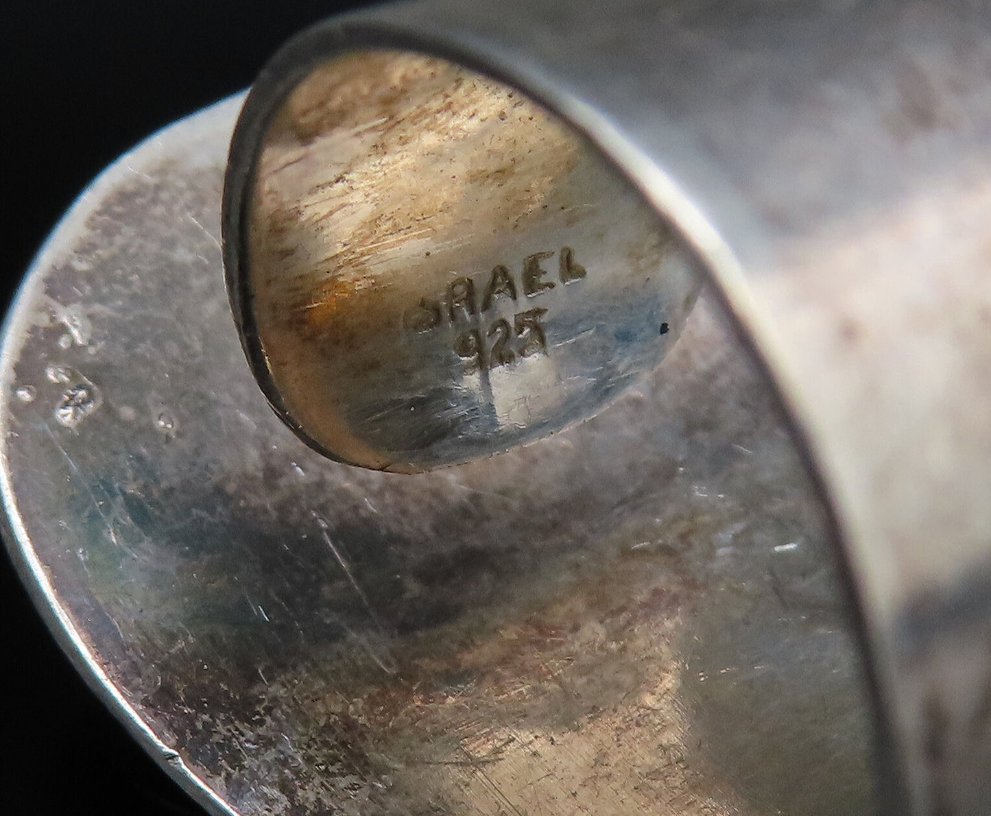 ISRAEL 925 Sterling Silver Vintage Sodalite & Spiral Wrap Ring Sz 9.5  RG25820