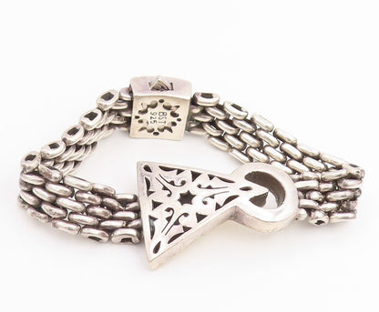925 Sterling Silver Vintage Bracelet Intricate Geometric Woven Chain  BT11832