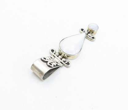 MEXICO 925 Sterling Silver  Vintage Mother Of Pearl Swirl Hinge Pendant PT4469