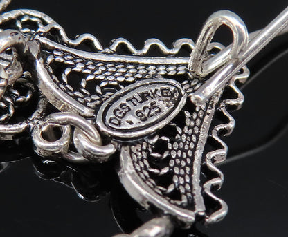 925 Silver  Vintage Wavy Edge Rope Twist Spirals Floral Earrings  EG12056