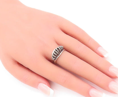 925 Sterling Silver Vintage Ring Cutout Rope Coiled Adjustable  Sz 7  RG28209