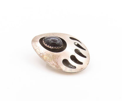 925 Sterling Silver Vintage Earrings SOUTHWESTERN Onyx Animal Foot Print EG13574