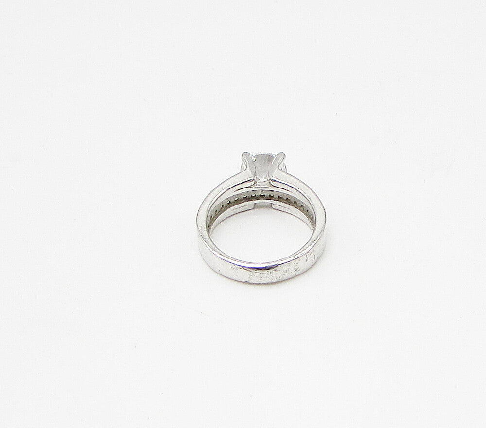 925 Sterling Silver  Faceted White Cubic Zirconia Band Ring Sz 7  RG3267