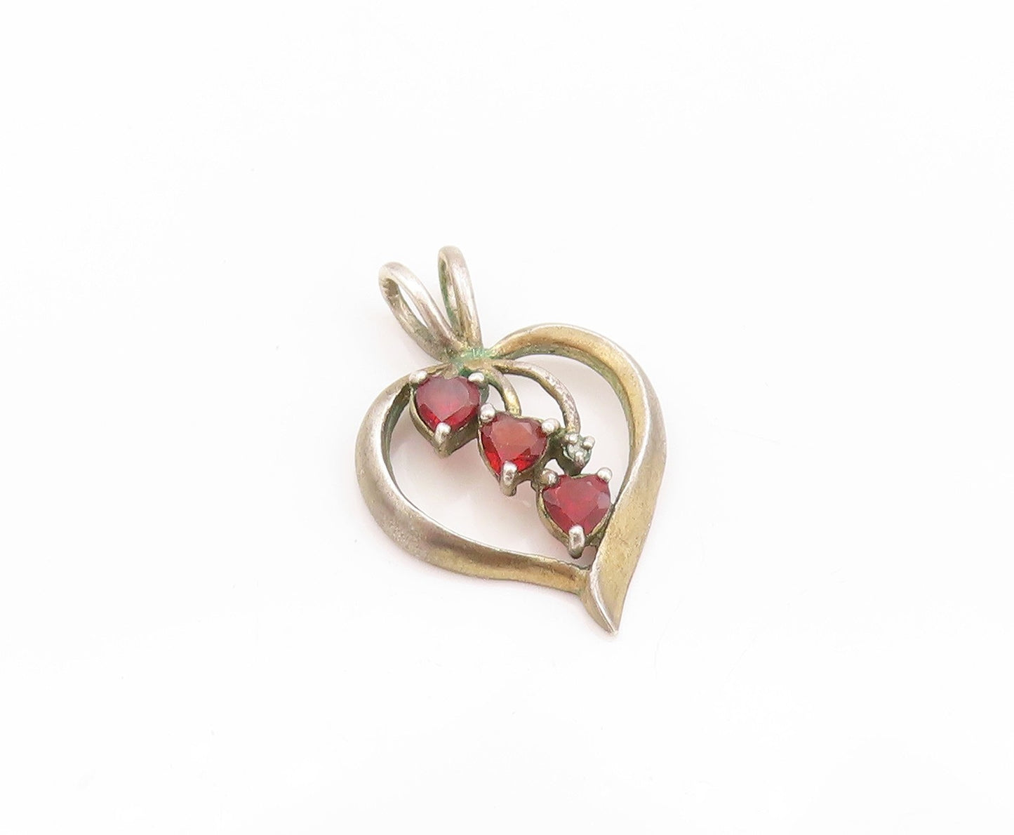 925 Sterling Silver Vintage Pendant Round Cut Designer Love Heart  PT24150