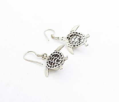 925 Sterling Silver  Cabochon Cut Topaz Sea Turtle Dangle Earrings  EG3797