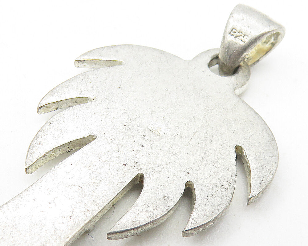 925 Sterling Silver  Vintage Palm Tree Motif Smooth Drop Pendant  PT9242