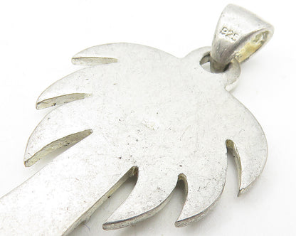 925 Sterling Silver  Vintage Palm Tree Motif Smooth Drop Pendant  PT9242