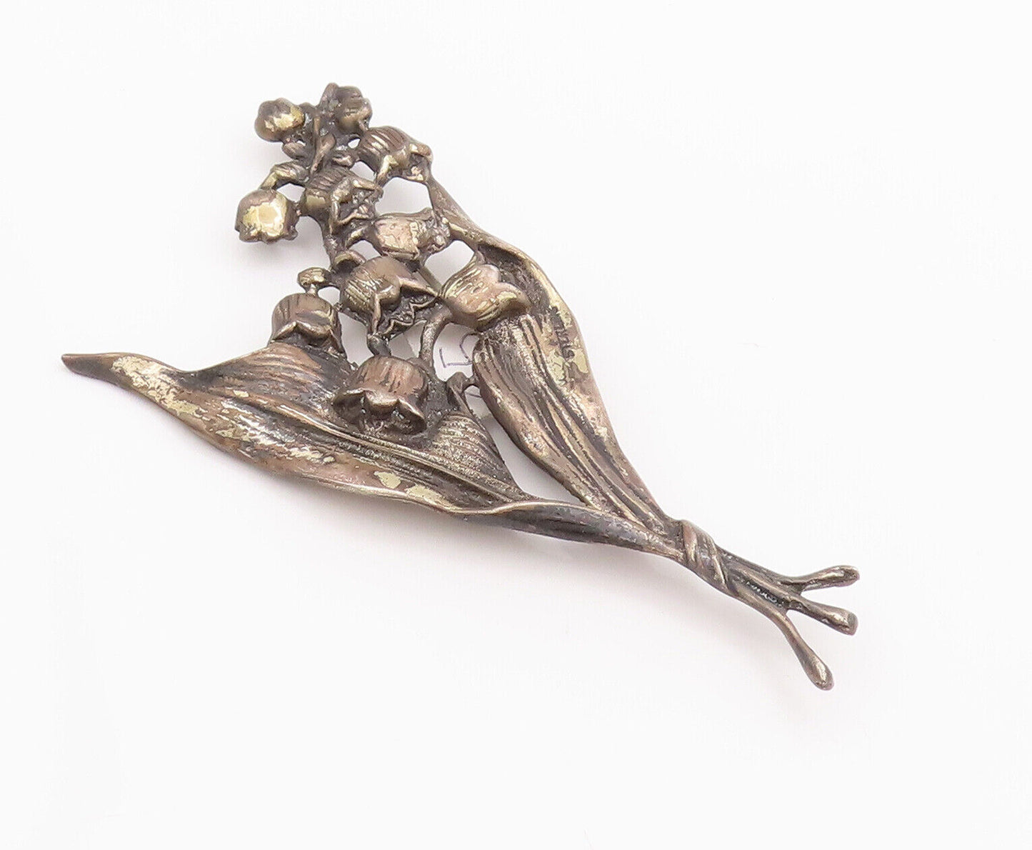 925 Sterling Silver Vintage Brooch Pin Antique Large Carved Bouquet  BP10830