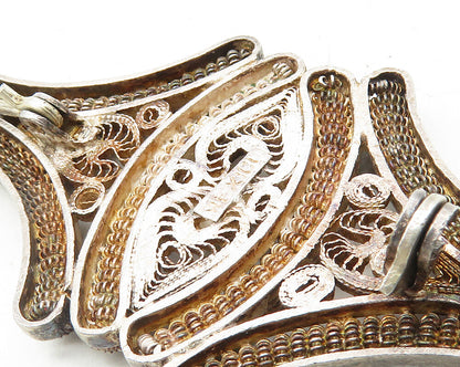 MEXICO 925 Sterling Silver  Vintage Dark Tone Filigree Brooch Pin  BP4118