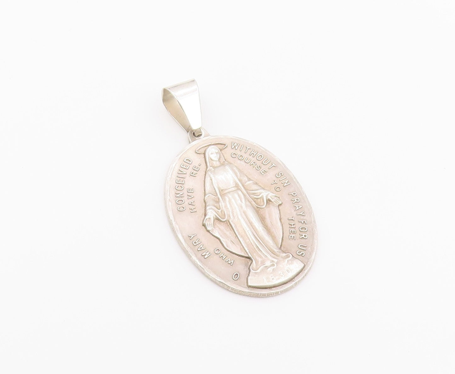 925 Sterling Silver Vintage Pendant BLISS St. Mary Miraculous Medal  PT26387