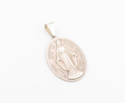 925 Sterling Silver Vintage Pendant BLISS St. Mary Miraculous Medal  PT26387