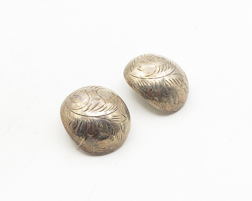 925 Sterling Silver  Vintage Floral Vine Non Pierce Clip On Earrings  EG5285