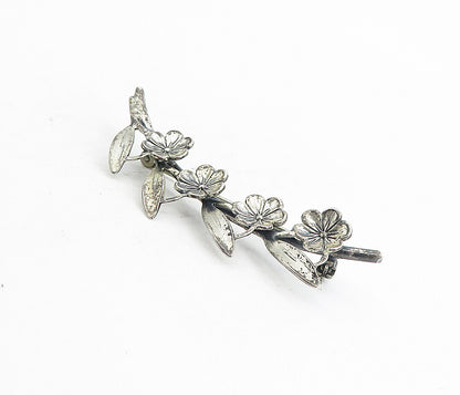 BEAU 925 Sterling Silver  Vintage Floral Leaf Branch Motif Brooch Pin  BP3070