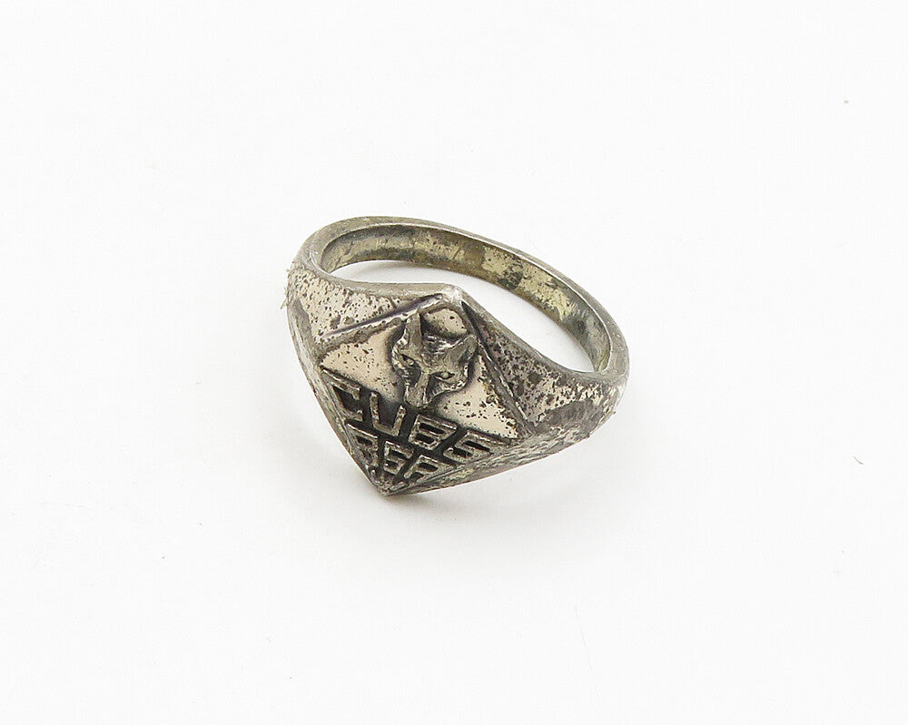 925 Sterling Silver  Vintage Antique Boy Scout Cubs Band Ring Sz 6  RG19090
