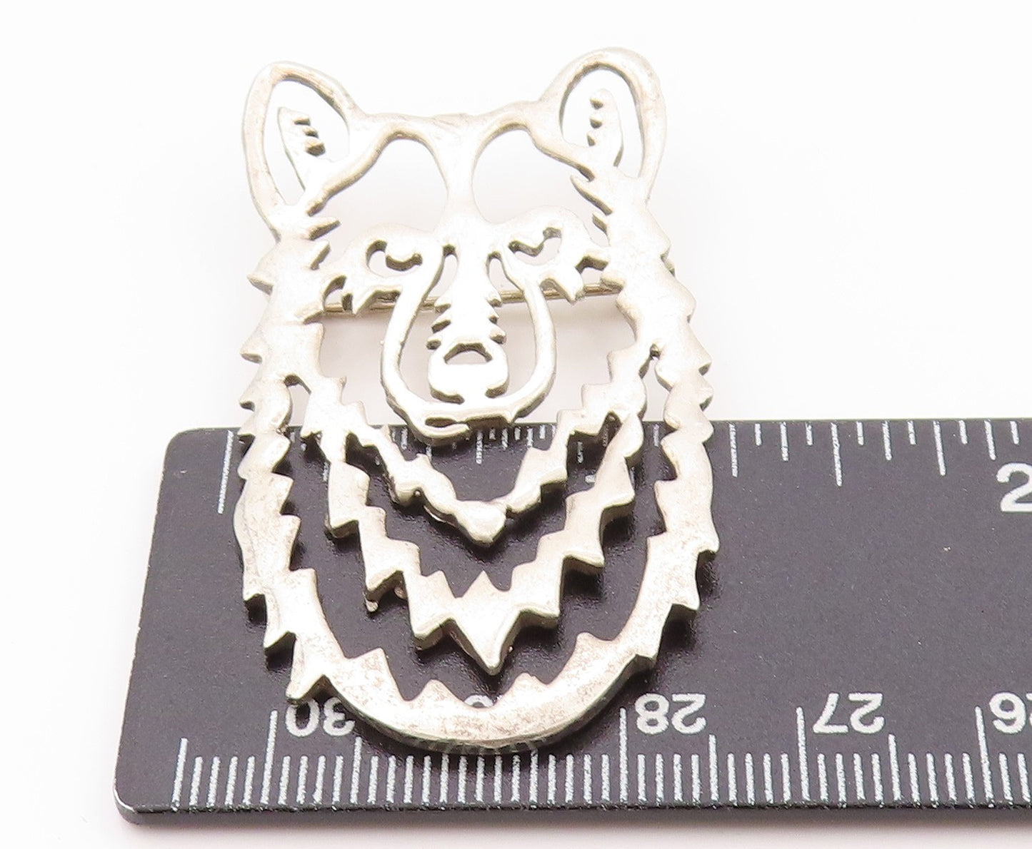 925 Sterling Silver Vintage Brooch Stencil Cutout Wolf Head BP11632