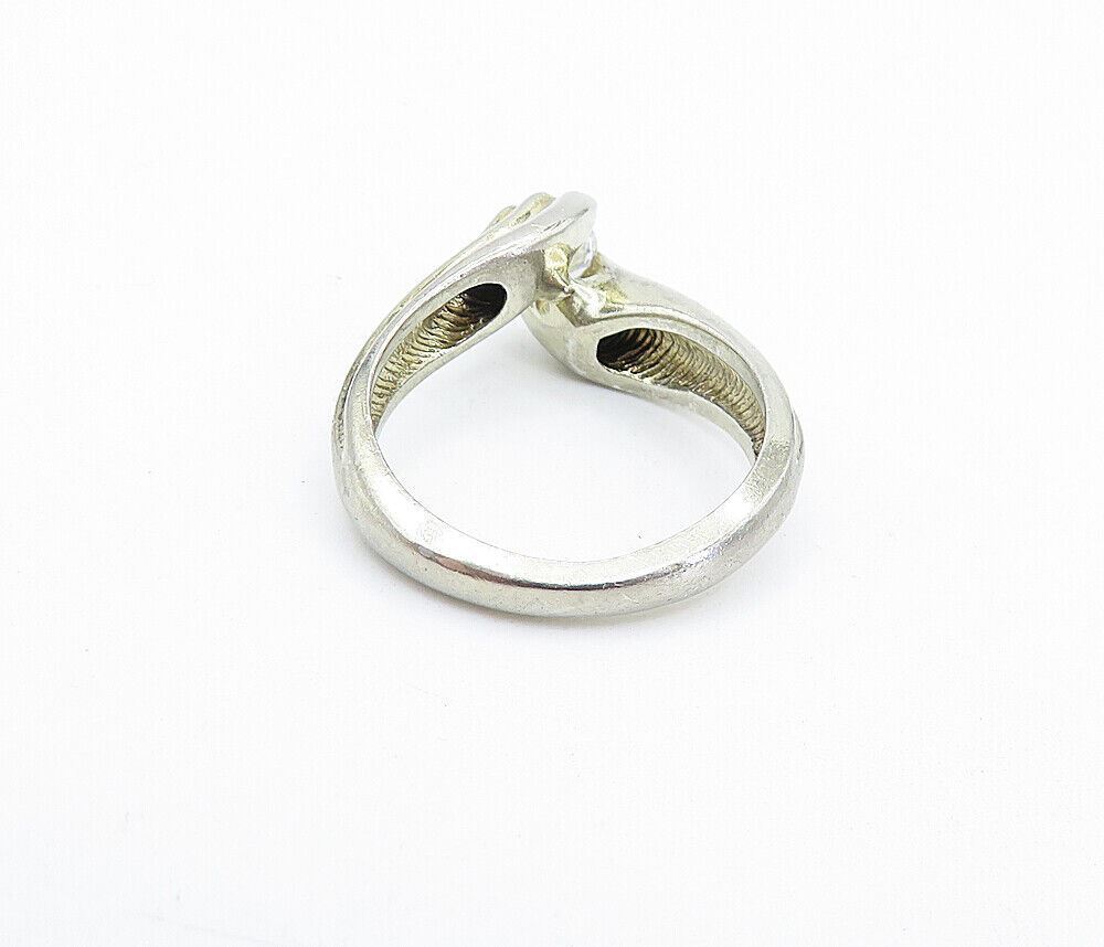 925 Sterling Silver  Vintage Cubic Zirconia Swirl Solitaire Ring Sz 6  RG7634