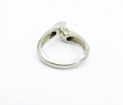 925 Sterling Silver  Vintage Cubic Zirconia Swirl Solitaire Ring Sz 6  RG7634