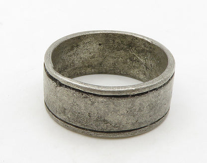925 Sterling Silver  Vintage Antique Yin & Yang Om Band Ring Sz 9  RG16127