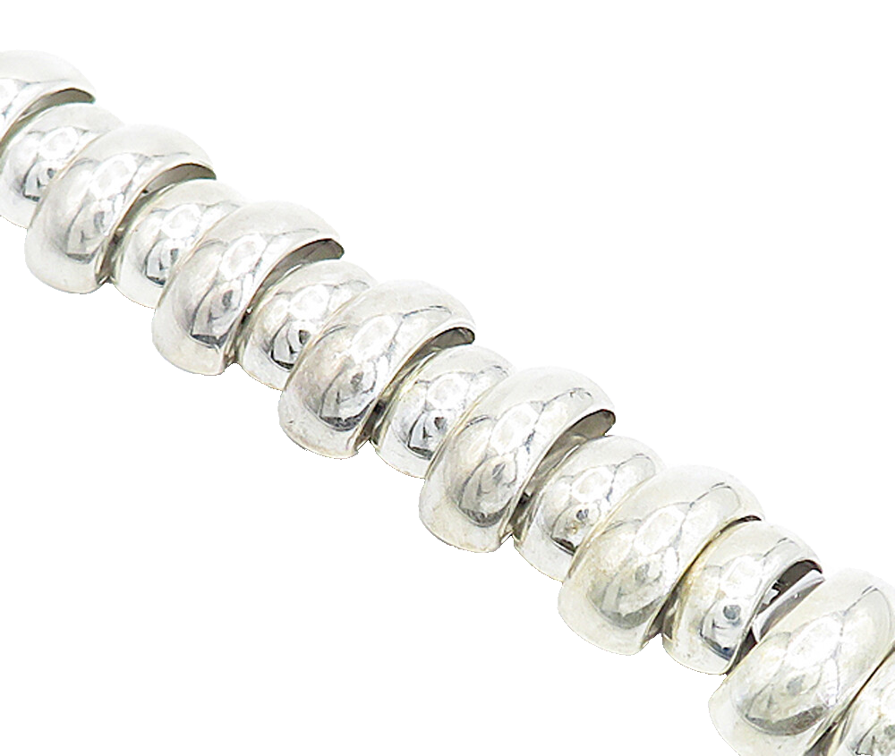 925 Sterling Silver  Vintage Shiny Polished Dome Link Chain Bracelet  BT1850