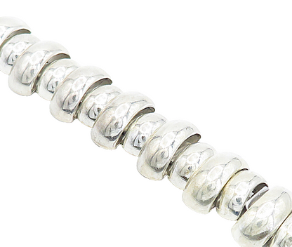 925 Sterling Silver  Vintage Shiny Polished Dome Link Chain Bracelet  BT1850