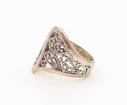925 Sterling Silver Vintage Ring Openwork Twisted Rope Scroll Band Sz 7 RG36002