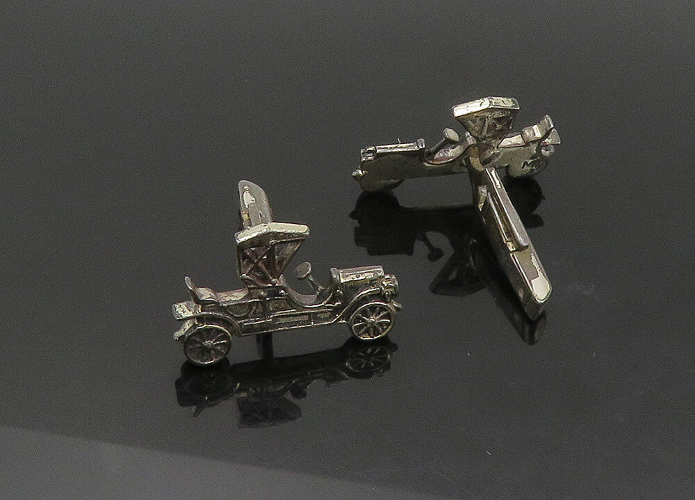 925 Sterling Silver  Vintage Antique Old Fashioned Car Cufflinks  TR3023