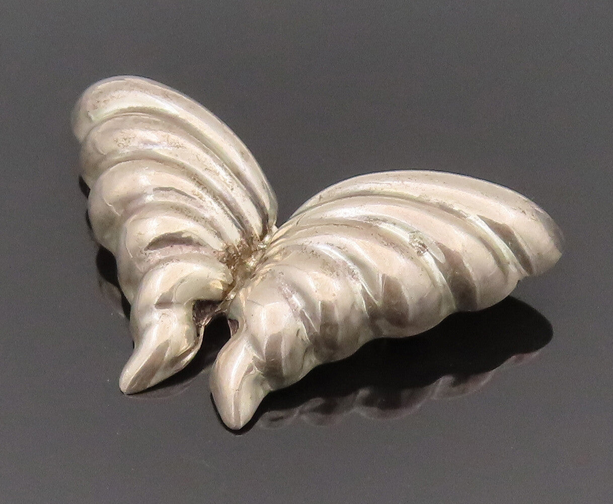 925 Sterling Silver  Vintage Hollow Puffy Butterfly Brooch Pin  BP10247