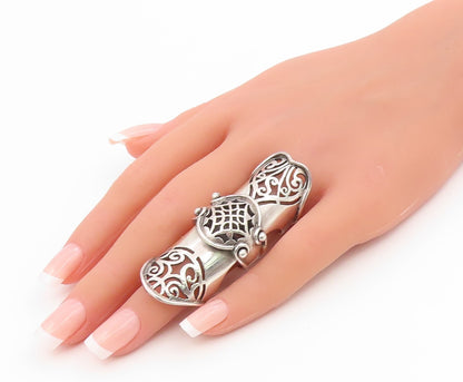 925 Sterling Silver Vintage Ring Gothic Web & Swirl Knuckle Band  Sz 7  RG35316