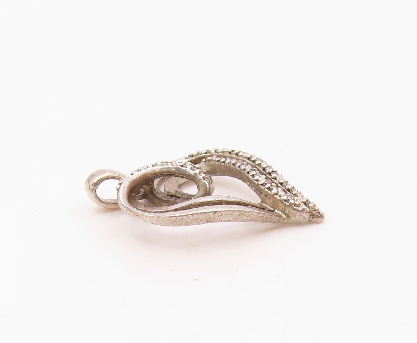 925 Sterling Silver  Vintage Genuine Diamonds Open Love Heart Pendant  PT17086