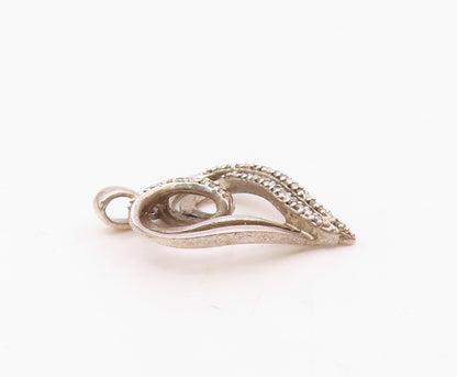 925 Sterling Silver  Vintage Genuine Diamonds Open Love Heart Pendant  PT17086