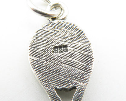 925 Sterling Silver  Vintage Petite Etched Tennis Racket Drop Pendant  PT8184