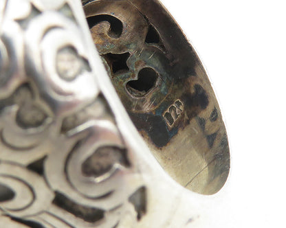 JANICE GIRARDI 925 Silver  Vintage Black Hematite Cocktail Ring Sz 7  RG10062