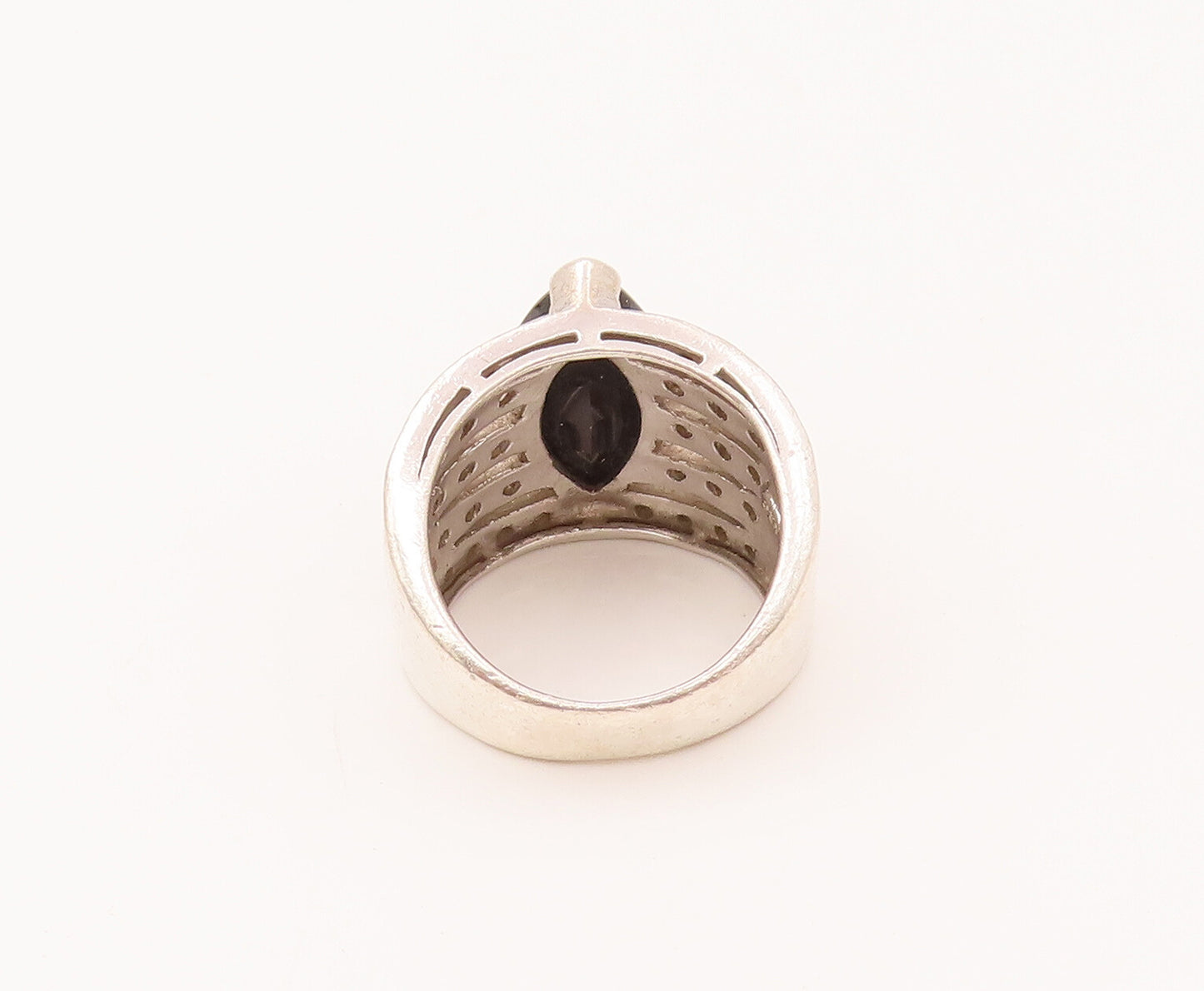 925 Sterling Silver  Vintage Marquise Cut Topaz & Spinel Ring Sz 7  RG26599
