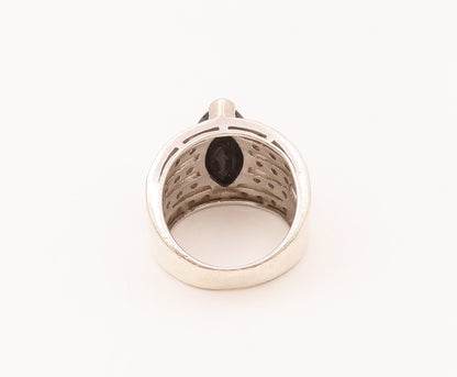 925 Sterling Silver  Vintage Marquise Cut Topaz & Spinel Ring Sz 7  RG26599