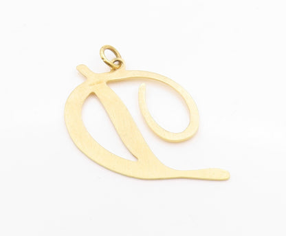 925 Sterling Silver Vintage Pendant Gold Plated calligraphed Alphabet D PT24608