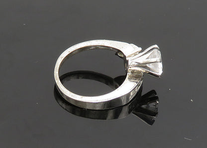925 Sterling Silver  Vintage Cubic Zirconia Floral Band Ring Sz 6  RG19928