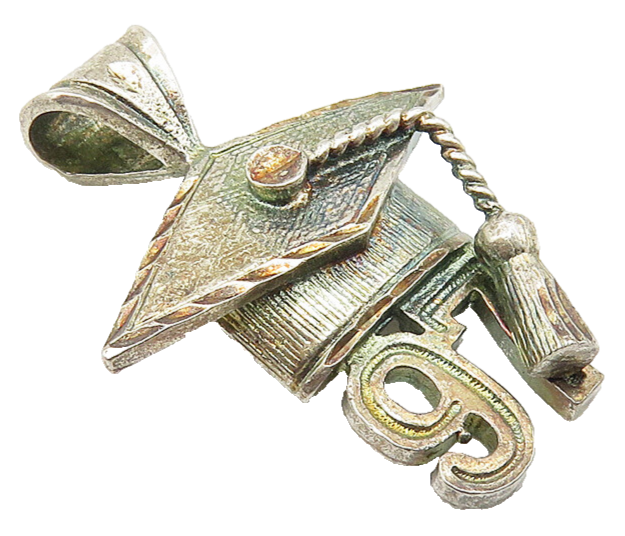 925 Sterling Silver  Vintage Oxidized Class Of 1997 Graduation Pendant  PT8179
