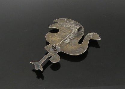 MEXICO 925 Sterling Silver  Vintage Antique Flamingo Motif Brooch Pin  BP8813