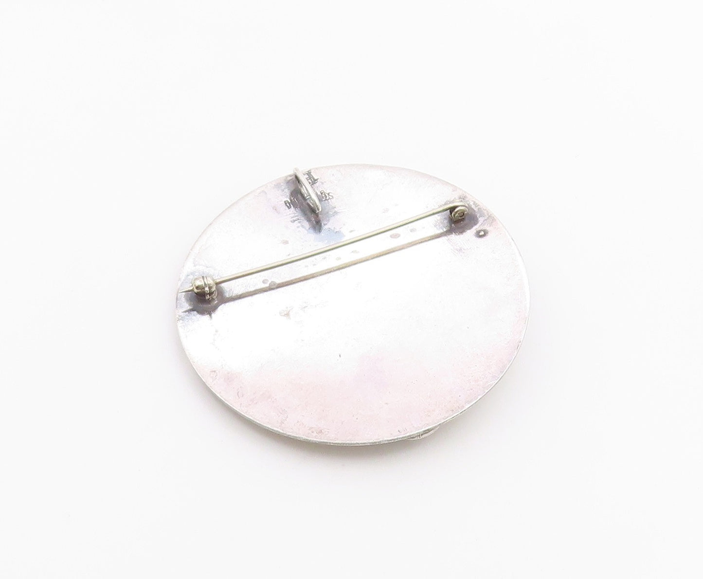 925 Sterling Silver  Vintage Shiny Round Swirl Pattern Brooch Pin  BP3695
