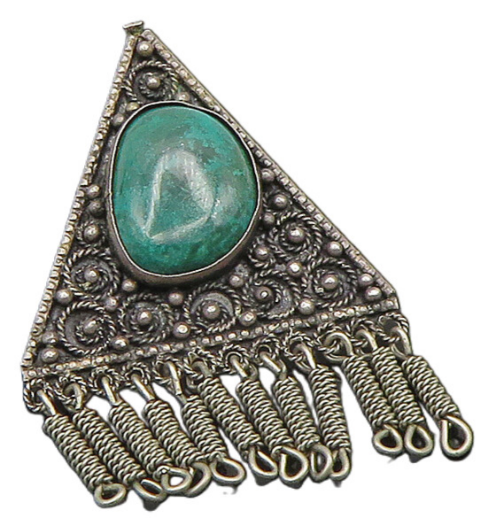 ISRAEL 925 Sterling Silver  Vintage Eilat Stone & Beads Brooch Pin  BP9453