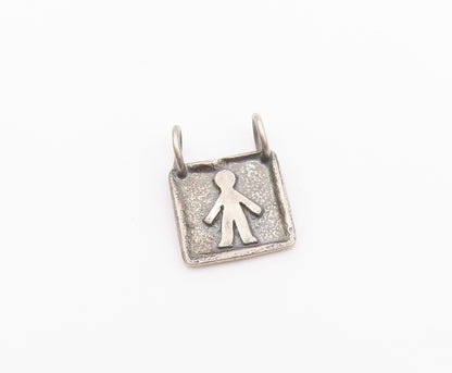 SILPADA 925 Silver  Vintage Carved Person Figure Square Frame Pendant  PT20501