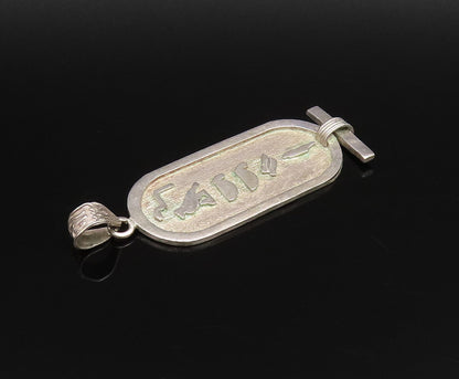 MIDDLE EAST 925 Silver  Vintage Carved Bird & Symbols Medal Pendant  PT21724