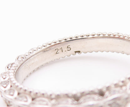 925 Sterling Silver Vintage Ring CZ Inlay Wedding Ring  Sz 9.5  RG32645