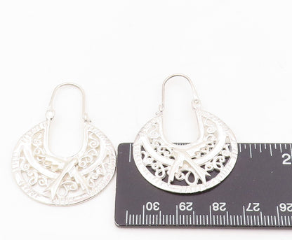 925 Sterling Silver Vintage Earrings Intricate Openwork Dove Bird Drop  EG13906