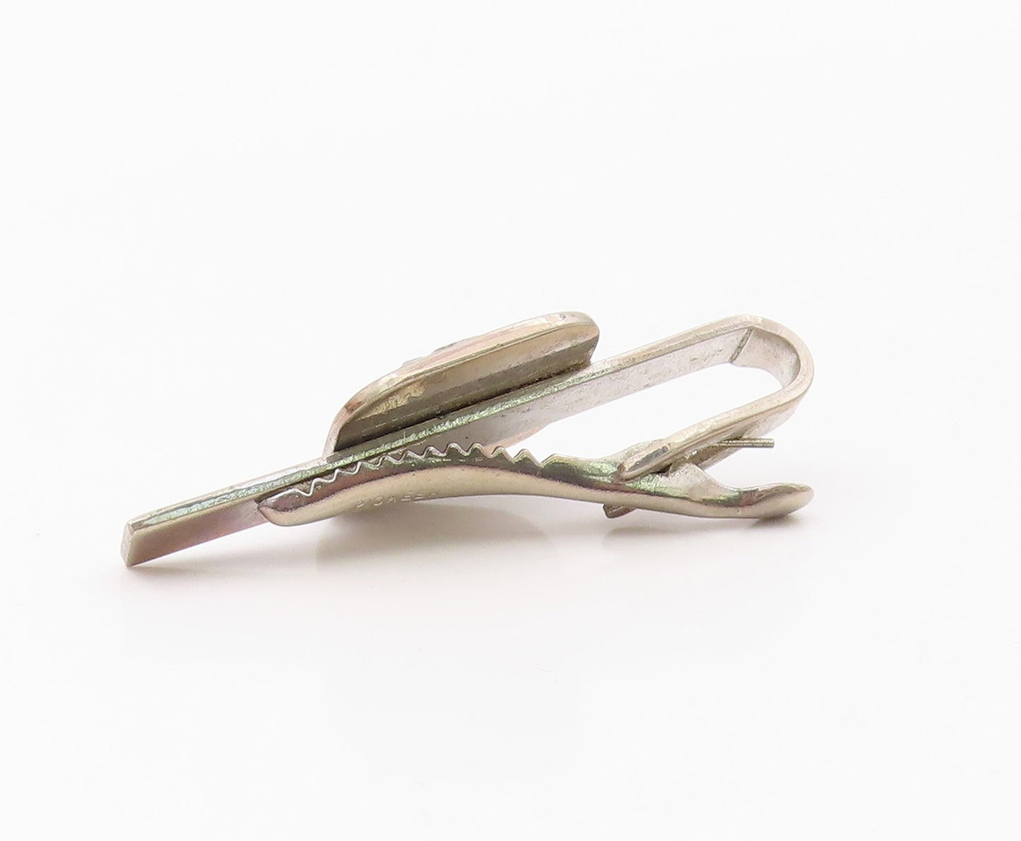 925 Sterling Silver  Vintage Shiny Black Enamel Dancer Tie Clip  TR3263