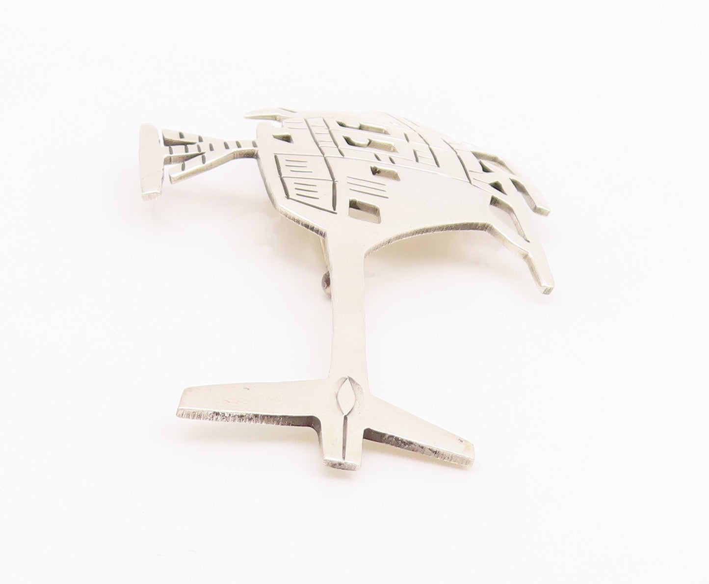 925 Sterling Silver Vintage Brooch MEXICO Etched Helicopter Design Cut  BP11666