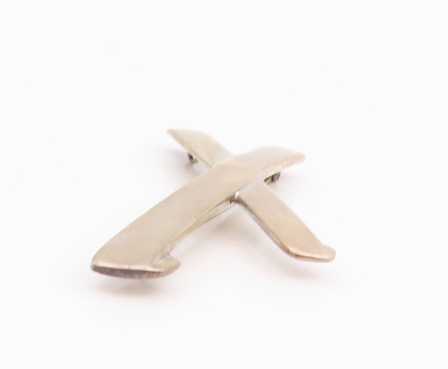 TIFFANY & CO 925 Silver Vintage Smooth Crossed Design Brooch Pin  BP4536