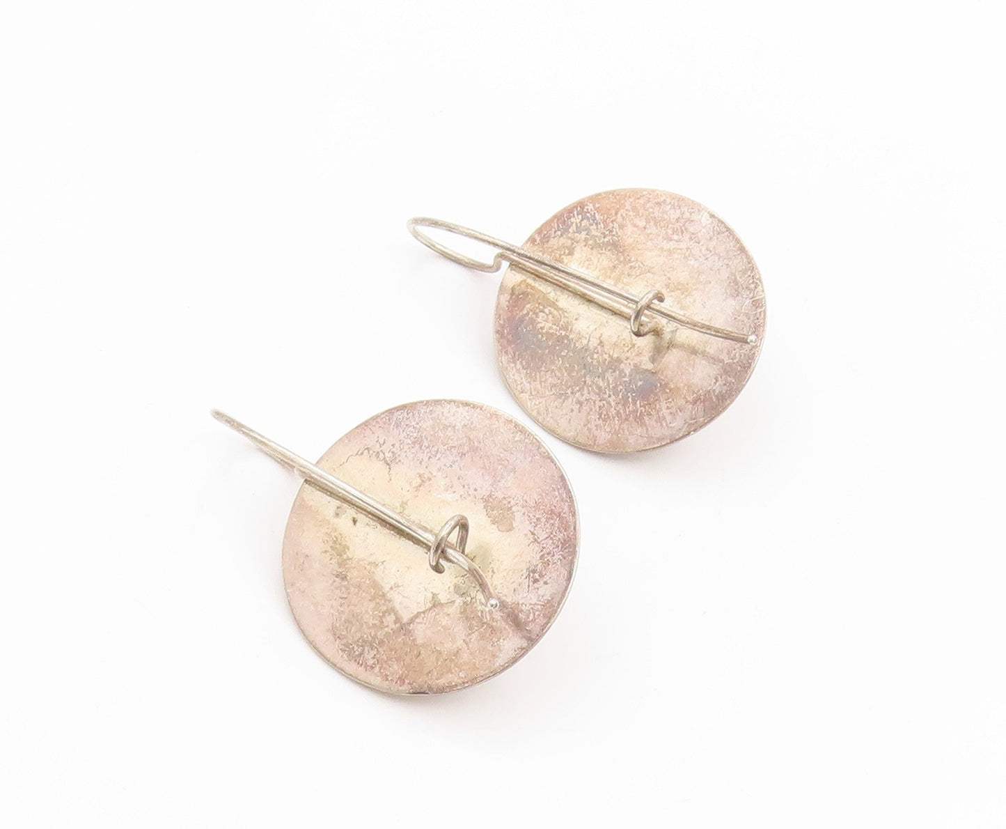 925 Sterling Silver Vintage Earrings Modernist Geometric Circle Discs  EG14321